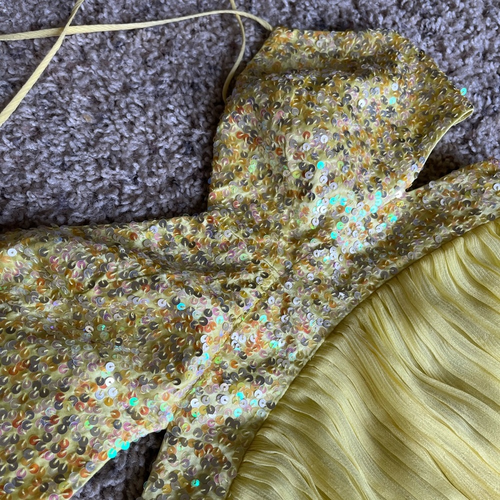BCBG MaxAzria yellow sequin dress